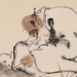 【已售】郭廷 四尺斗方《戏金蟾》 当代独具特色的水墨人物名家（询价）