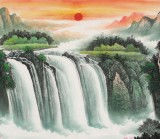 【已售】吴东六尺聚宝盆山水画《旭日东升》