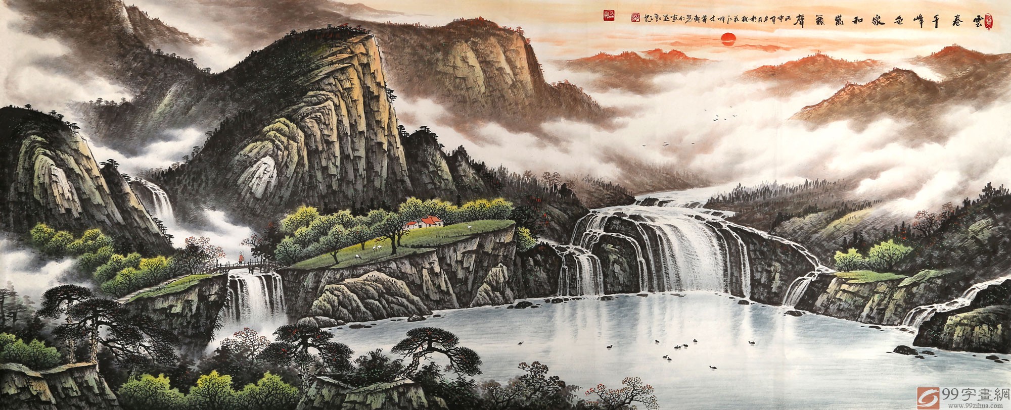 【已售】张慧仁小八尺精品山水画《家和万籁声》