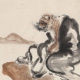 【已售】郭廷 四尺三开《闲看云卷云舒》 当代独具特色的水墨人物名家（询价）