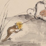 【已售】郭廷 四尺斗方《戏金蟾》 当代独具特色的水墨人物名家（询价）