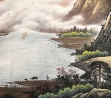 【已售】张慧仁小八尺聚宝盆山水画《日出山涧里 水远江河流》