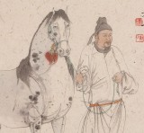 【已售】曹建涛 四尺斗方《神骏图》 独具特色水墨人物画家