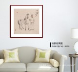 【已售】曹建涛 四尺斗方《神骏图》 独具特色水墨人物画家