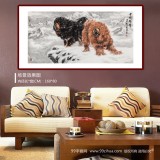 【已售】王贵邱 四尺《雪域传奇》 当代著名藏獒画家