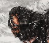 【已售】王贵邱 四尺《雪域传奇》 当代著名藏獒画家