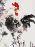 【已售】皇甫小喜 四条屏《雄鸡报春》 河南著名花鸟画家
