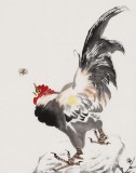 【已售】皇甫小喜 四条屏《雄鸡报春》 河南著名花鸟画家