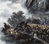 【已售】申凌翔 四尺三开《故乡云月》 广西山水画名家