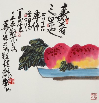 【已售】王永刚 三尺斗方《寿桃》 国家一级美术师(询价)