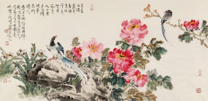 【已售】曲逸之 四尺《万叶红绡剪尽春》 著名花鸟画家