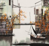 【已售】苗雨 四尺斗方《江南秋韵》 辽宁工美教授 师从吴冠中