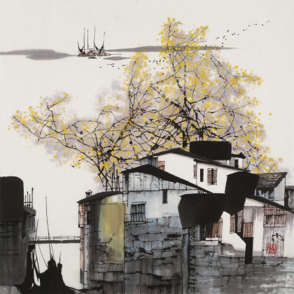 【已售】苗雨 四尺斗方《秋韵》辽宁工美教授 师从吴冠中