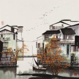 【已售】苗雨 四尺斗方《江南秋韵》 辽宁工美教授 师从吴冠中