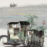 【已售】苗雨 四尺斗方《水乡之春》辽宁工美教授 师从吴冠中