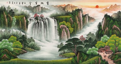 【已售】吴东 六尺《宝地生金》 著名易经风水画家