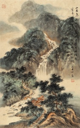 【已售】何实 四尺三开《山雨急洗琅玕节》吉林著名山水画家