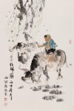 【已售】杨西沐 四尺三开《牧归图》中国美术家协会会员（询价）