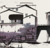 【已售】苗雨 四尺斗方《江南水乡》 辽宁工美教授 师从吴冠中