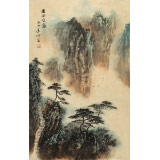 何实 四尺三开《幽谷鸣禽》吉林著名山水画家