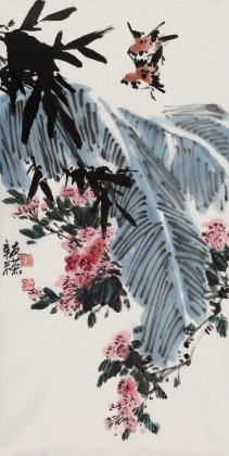 邹友蒸 《双雀鸣春》1991年 已故山野派绘画大家
