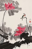 【已售】苗雨 四尺三开《映日荷花别样红》 辽宁工美教授 师从吴冠中