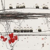 【已售】苗雨 四尺斗方《春意闹》 辽宁工美教授 师从吴冠中