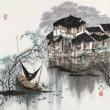 【已售】苗雨 四尺斗方《水乡春韵》 辽宁工美教授 师从吴冠中