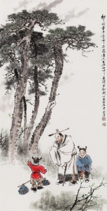 【已售】邹本财 三尺《松下问童子》  公主岭市美协常务副主席