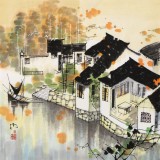 【已售】苗雨 四尺斗方《江南秋韵》 辽宁工美教授 师从吴冠中