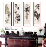 王宝钦 四条屏《清香久远》 当代花鸟牡丹画名家（询价）