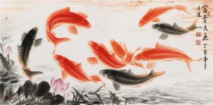 【已售】周升达 四尺《富贵久鱼》 中国画院国画组长（询价）