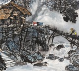 【已售】申凌翔 四尺三开《乡情》 广西山水画名家