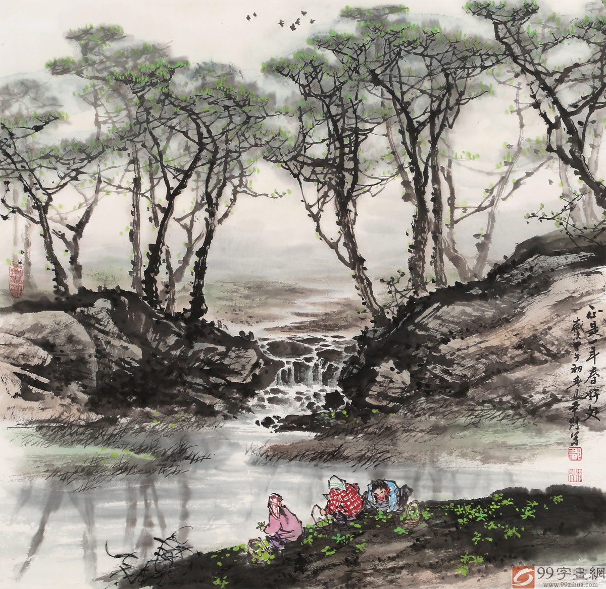 尺寸:69×67cm(画芯) 材质:宣纸 创作年代:2014年 邹本财的山水画
