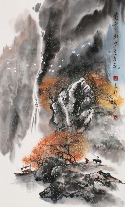 【已售】谭良干 三尺《霜叶红于二月花》 贵州山水画名家