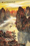 【已售】申凌翔 四尺三开《秋江归帆图》 广西山水画名家