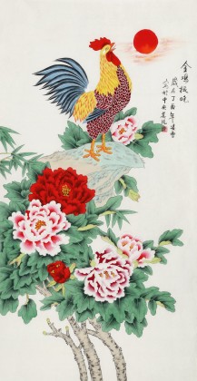 【已售】凌雪 四尺《金鸡报晓》 北京美协会员