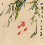 【已售】肖映梅 四尺斗方《如鱼得水》 当代大写意花鸟画名家（询价）