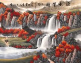 【已售】吴东 小六尺《流水生财》 著名易经风水画家