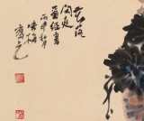 【已售】肖映梅 小尺寸《花落闲庭看经书》 当代大写意花鸟画名家（询价）