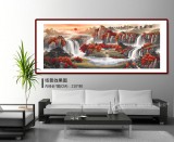 【已售】吴东 小六尺《流水生财》 著名易经风水画家