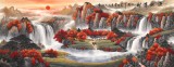 【已售】吴东 小六尺《流水生财》 著名易经风水画家