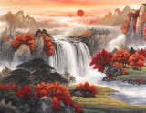 【已售】吴东 小六尺《流水生财》 著名易经风水画家