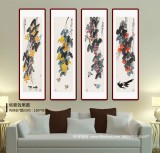 刘纪 四条屏《喜逢盛世》  中国画大家 真迹收藏（询价）