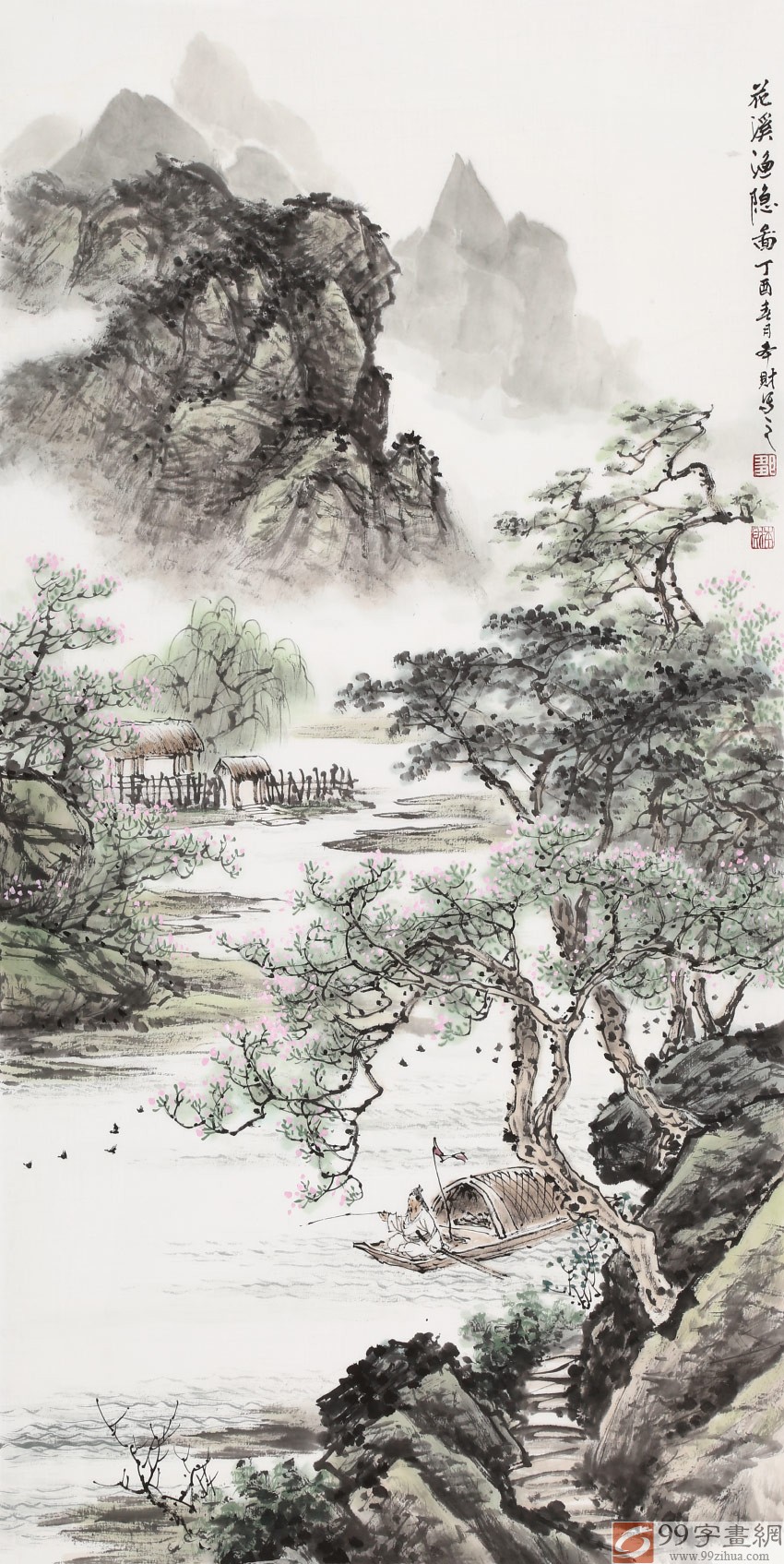 尺寸:103×52cm(画芯) 材质:宣纸 创作年代:2017年 邹本财的山水画