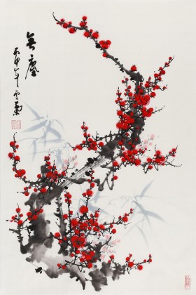 何华贤 四尺三开《无尘》 颍淮书画名家