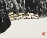 王永刚 四尺三开手指画《山居图》 国家一级美术师（询价）