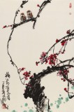 王永刚 四尺三开手指画《梅花双雀》 国家一级美术师（询价）