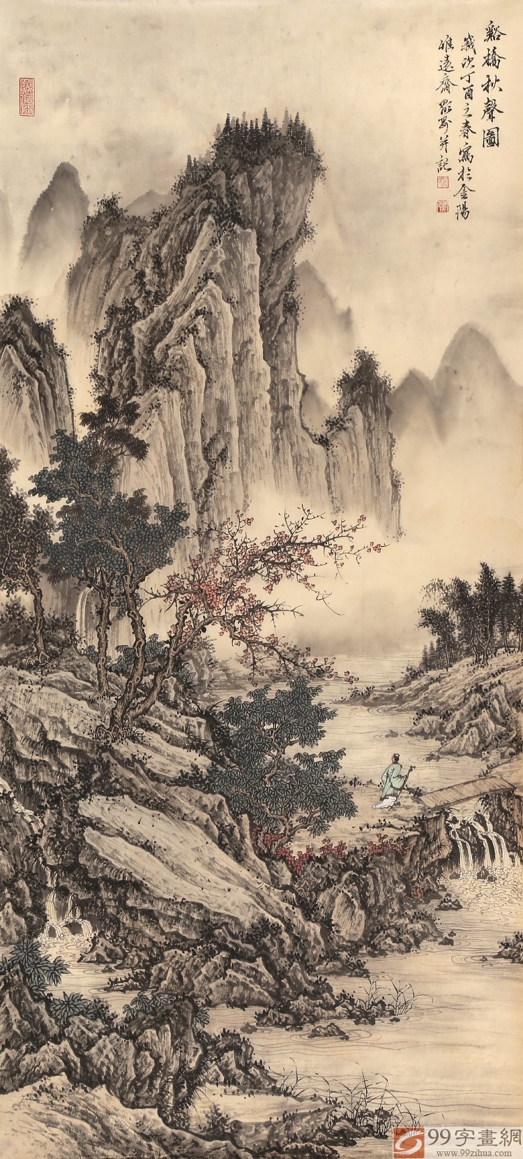 【已售】吴显刚 三尺《溪桥秋声图 贵州七星关美协主席