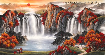 【已售】吴东 六尺《源远流长》 著名易经风水画家